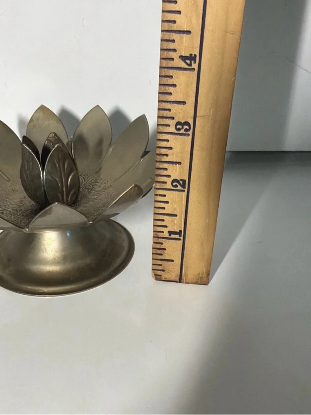 Brass Lotus Candle Holder - Gold Tone